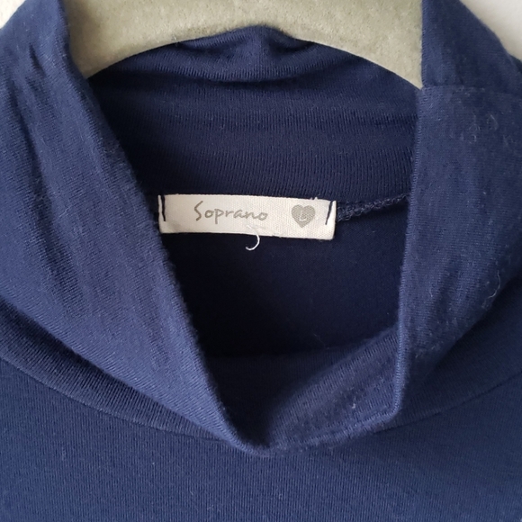 Turtleneck Long Sleeve Blue Dress - Picture 2 of 4